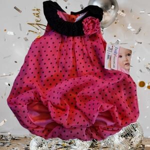 Baby Girl 6 Month Romper Dress NWT Pink Black